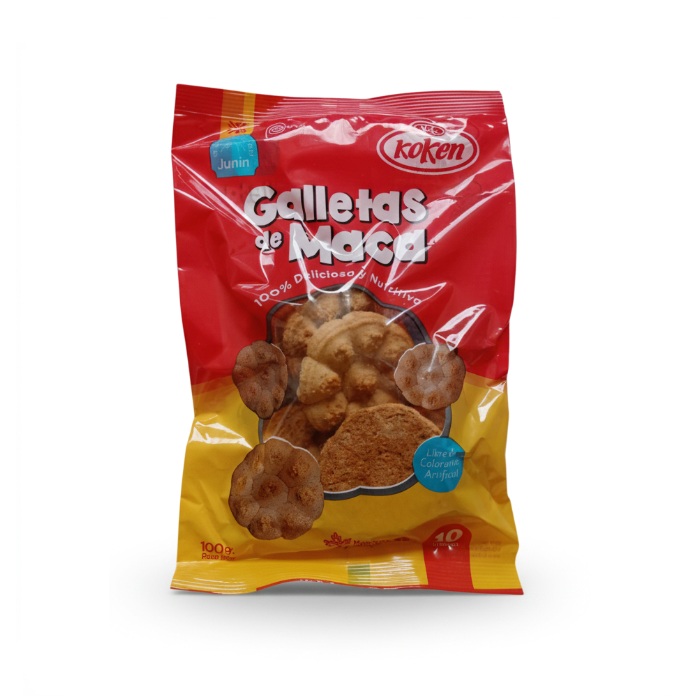 Galleta de maca orgánica, bolsa de 100 gr de la marca KOKEN de Junin